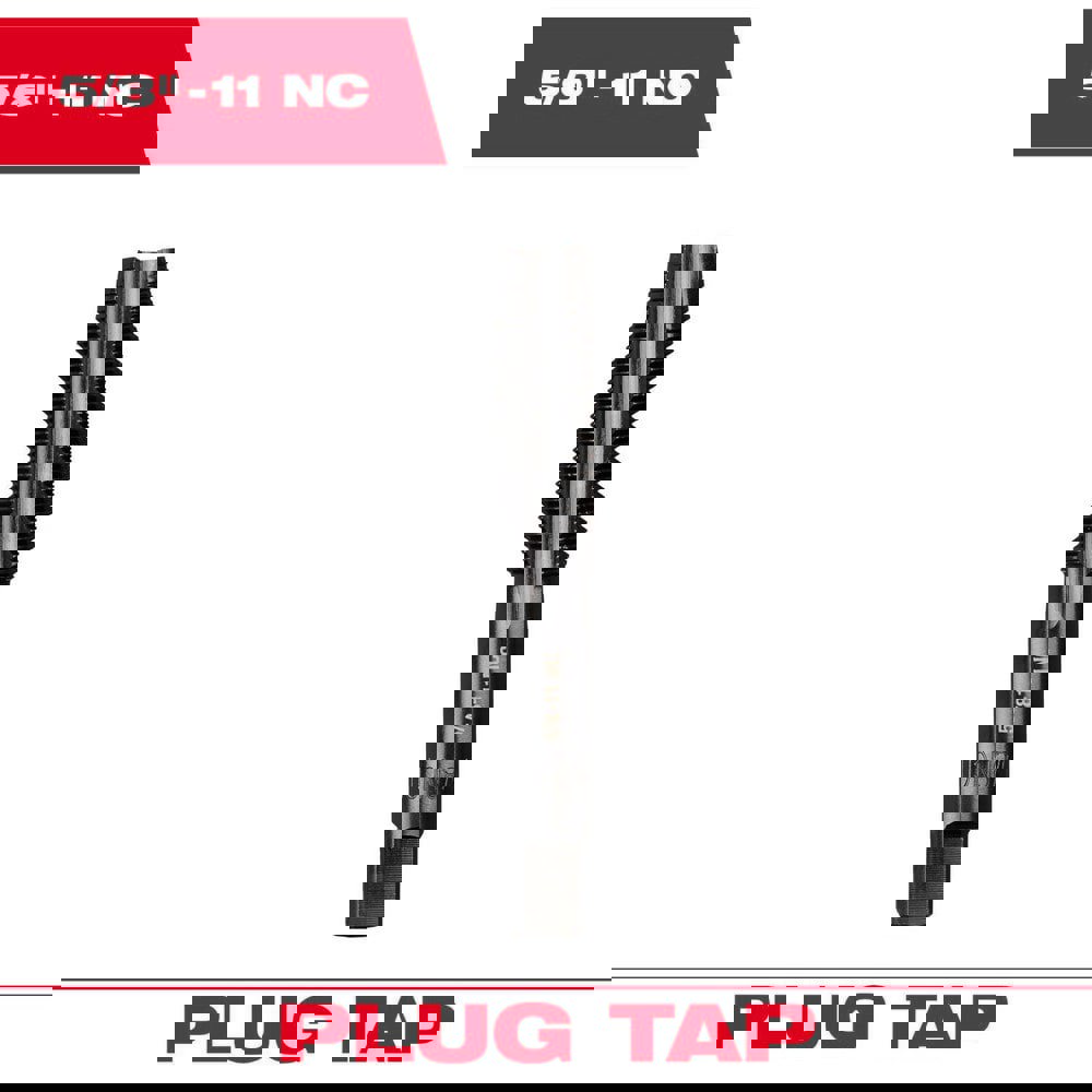 Straight Flute Taps; Tap Type: Straight Flute ; Thread Size (Inch): 5/8-11 ; Overall Length (Decimal Inch): 3.7500 ; Thread Standard: UNC ; Chamfer: Plug ; Material: High-Carbon Steel